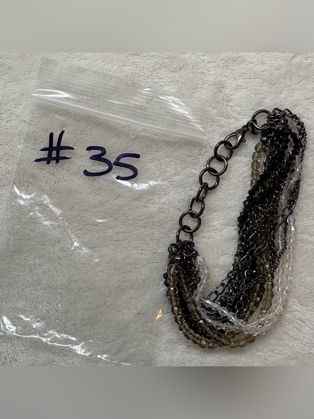Mexx Vintage Multi Strand Black Clear Grey Beaded Chainlink Statement Bracelet - Picture 5 of 5